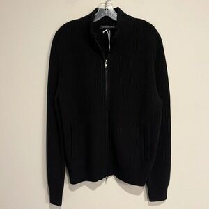 NakedCashmere Sweater Full Zip Cardigan Tyler Fisherman Black Mens Large NWT